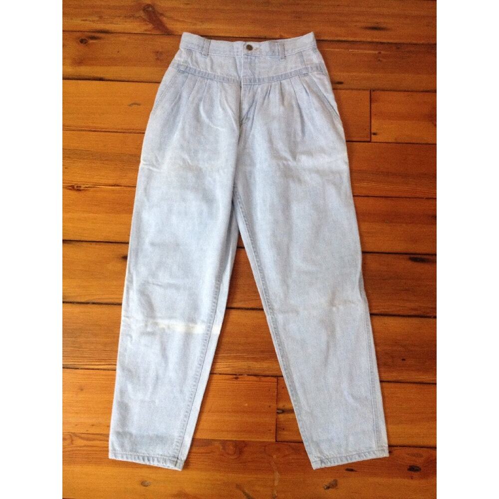 Vtg LEE 80s 90s Light Wash Pleated Front Straight Leg Classic Fit USA Jeans 28"